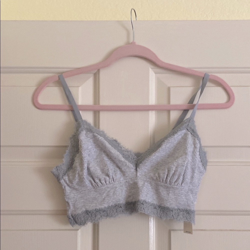 NWT aerie  Gray Lace Trim Bralette